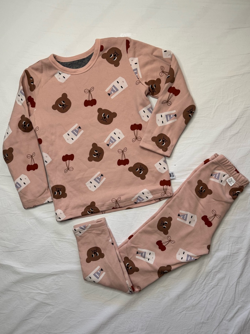 Cozy Double Lined Kids Pajama Set Featuring a Bear, Llama & Cherry Balloons 🎈